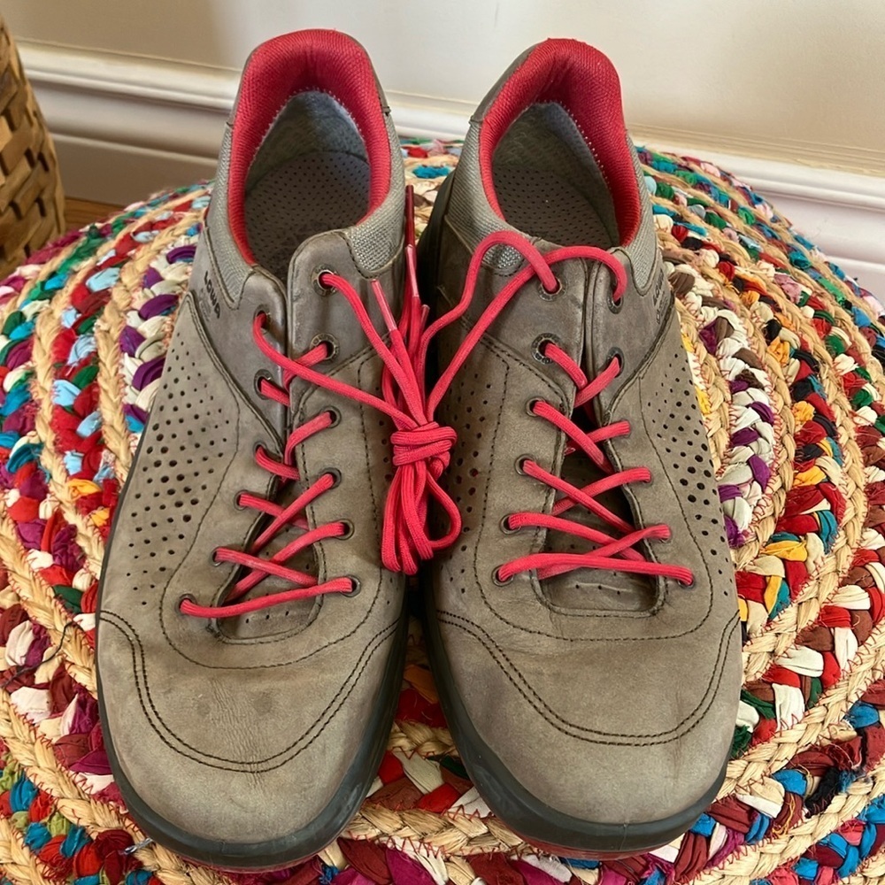Lowa Gore-Tex Leather Taupe Gray and Red Shoes